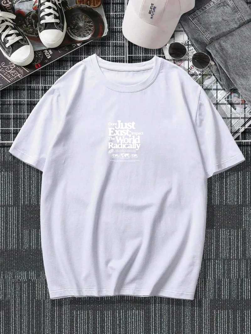 دوغ فش Oversize Printed White Color Casual T-Shirt 100% Cotton