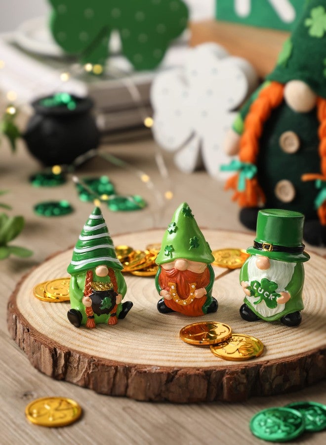 NEWLIGHTURE 3Pcs St. Patrick's Day Gnome Tiered Tray Decor, Lucky Gift Resin Gnome Decorations, Home Ornaments for Table, Shelf - Image 2