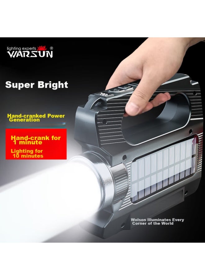 Warsun Warsun H996 Flashlight, High Brightness, Rechargeable, Ultra-bright, Solar-powered, Long-range, Emergency Lighting, Patrol, Handheld Searchlight - Image 1