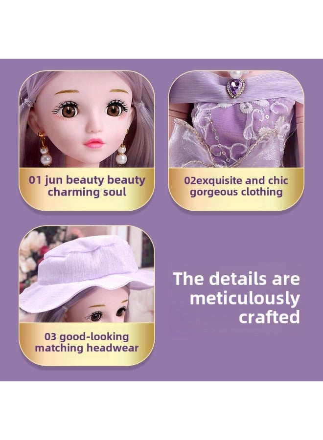 Tongle Barbie Doll Large Gift Box Suit 60cm Simulation Girl WEDDING PRINCESS Children's Toy Gift-Color:6501 Princess 2-Height:Music Edition + Blink + Headdress + Necklace + Panoramic Gift Box - Image 4