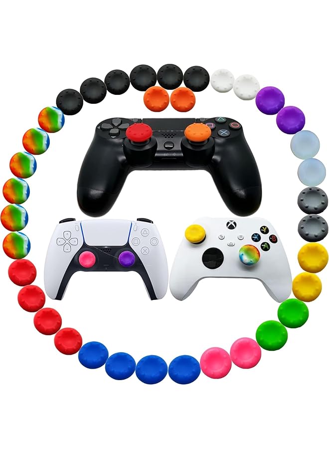 Gaming Controller Thumb Grips Multi Colour Silicone Caps For Ps4 Ps5 Xbox Controllers 30 Pack - Image 1