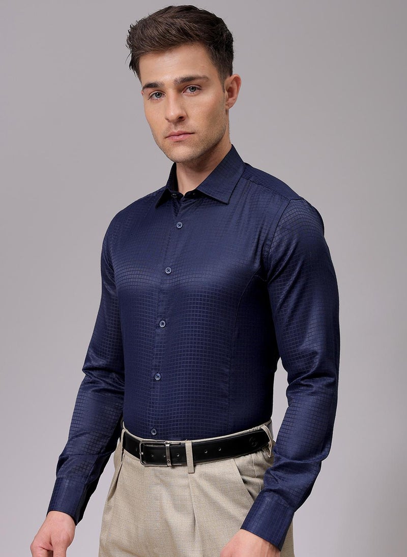 The Indian Garage Co Men Slim Fit Solid Full Sleeves Cutaway Collar Formal Shirt  - Image 4