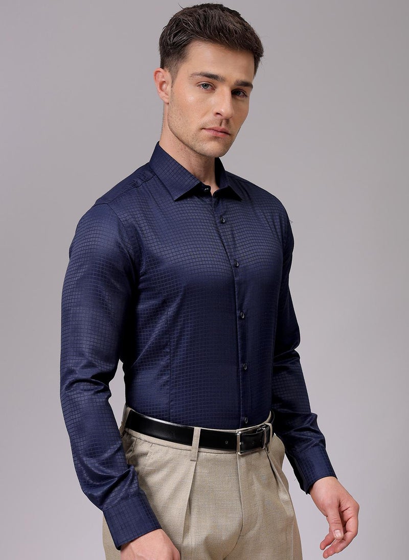 The Indian Garage Co Men Slim Fit Solid Full Sleeves Cutaway Collar Formal Shirt  - Image 5