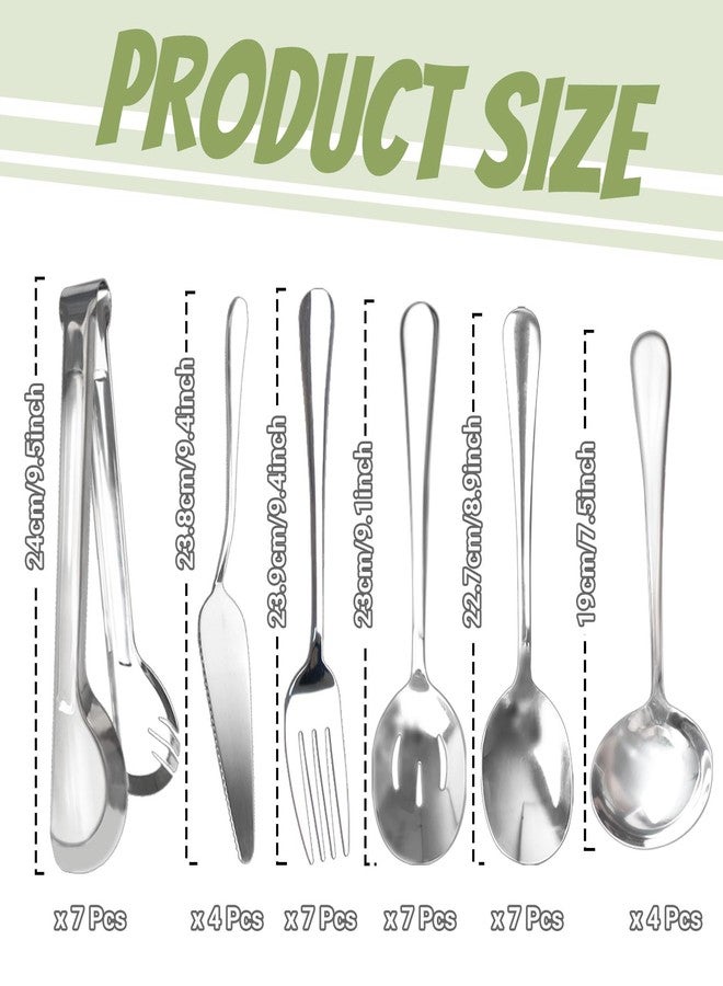 SENONAPO 36 Pcs Stainless Steel Serving Utensils Set - Silver Serving Flatware Set Include Large Spoons, Slotted Spoons, Forks, Soup Ladle, Pie Server and Tongs for Kitchen, Buffet, Party Supplies - Image 2