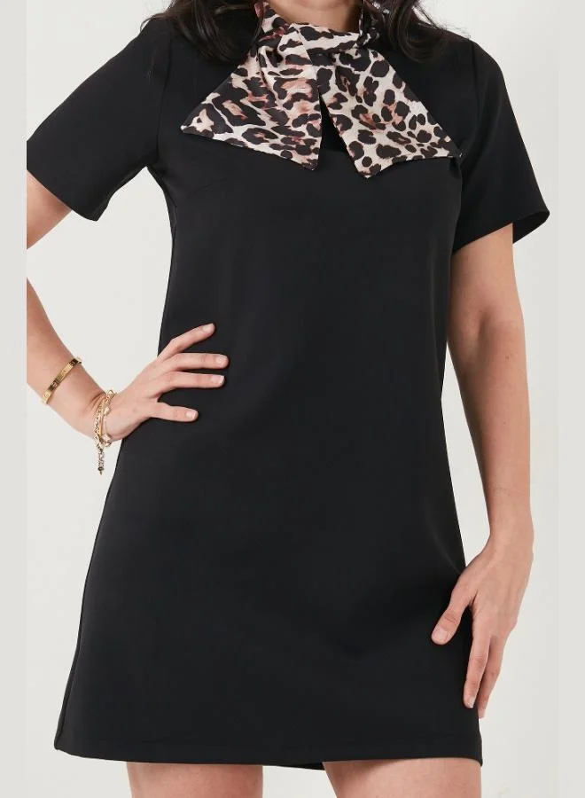 Lela  Lela Scarf Collar Mini Short Sleeve Dress Women's Dress 6525704 for Women | Best Price UAE