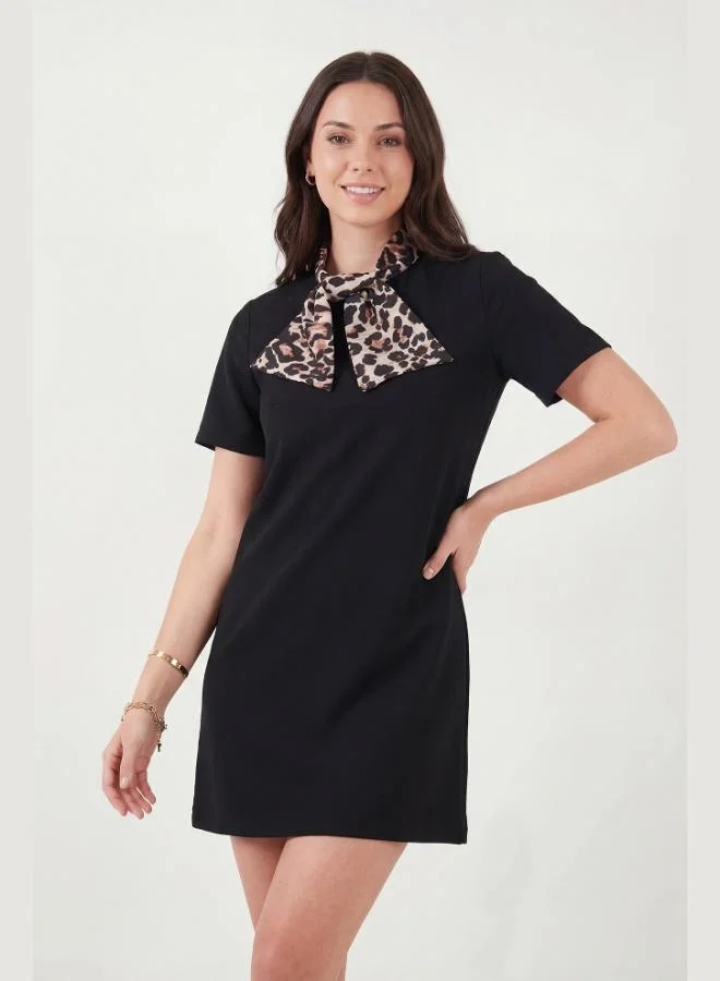 Lela  Lela Scarf Collar Mini Short Sleeve Dress Women's Dress 6525704 for Women | Best Price UAE