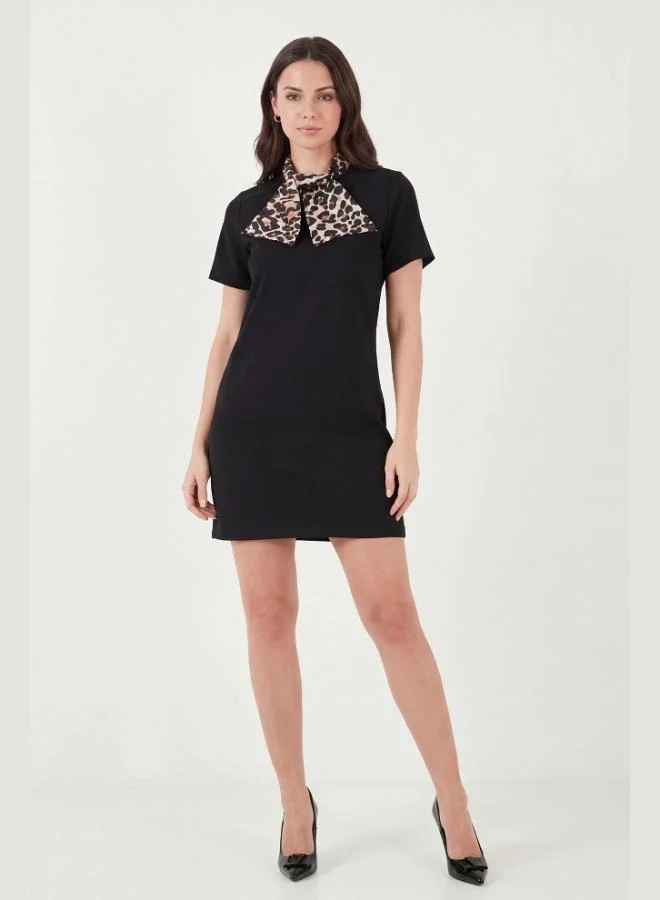 Lela  Lela Scarf Collar Mini Short Sleeve Dress Women's Dress 6525704 for Women | Best Price UAE