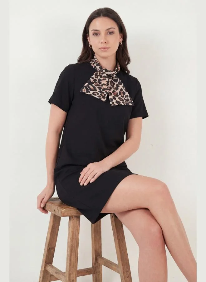 Lela  Lela Scarf Collar Mini Short Sleeve Dress Women's Dress 6525704 for Women | Best Price UAE