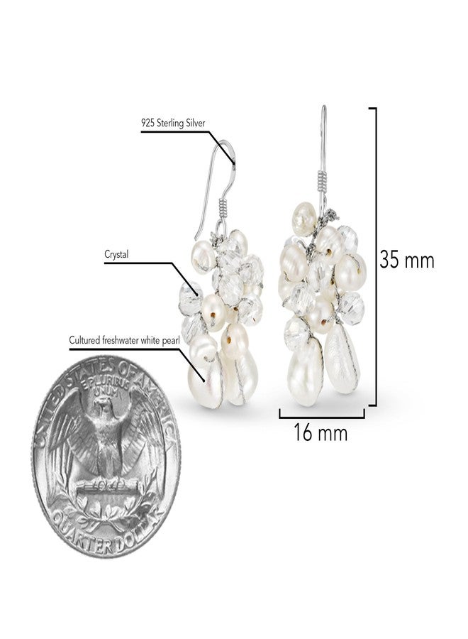 ايرافيدا أقراط متدلية من الفضة الإسترليني مرصعة بلؤلؤ أبيض مستزرع من المياه العذبة، بتصميم أنيق وراقي من إيرافيدا | مجوهرات اللؤلؤ | أقراط مرصعة بعنقود اللؤلؤ الأبيض - Image 4