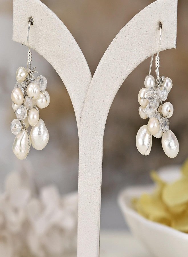 ايرافيدا أقراط متدلية من الفضة الإسترليني مرصعة بلؤلؤ أبيض مستزرع من المياه العذبة، بتصميم أنيق وراقي من إيرافيدا | مجوهرات اللؤلؤ | أقراط مرصعة بعنقود اللؤلؤ الأبيض - Image 2