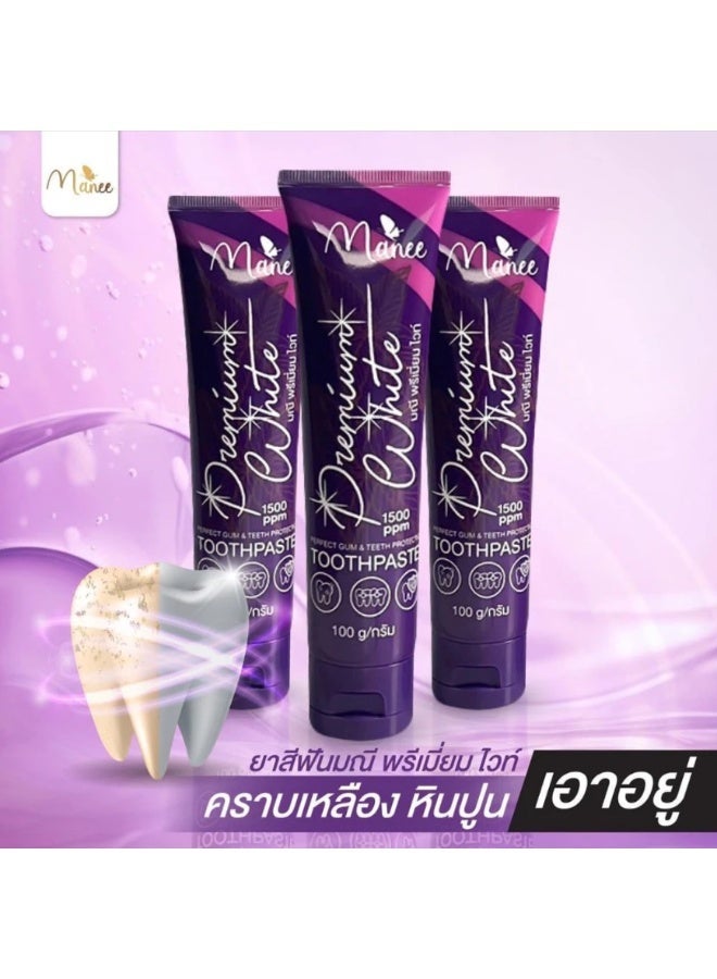 Manee Premium Whitening Toothpaste with Fluoride for Sensitive Teeth Gum Care Fresh Breath Daily Use Toothpaste 100g - Image 2
