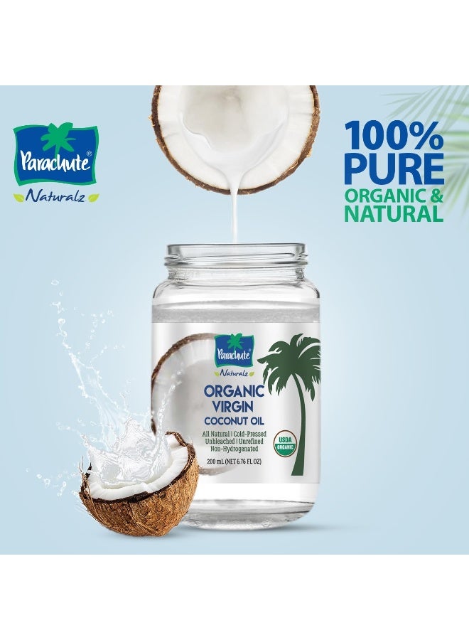 Parachute Naturalz Organic Virgin Coconut Oil | For Cooking, Hair, Body & Oil Pulling | Cold Pressed | Unbleached | Unrefined | Non-Hydrogenated | MCT Oil | USDA Certified |16 Fl.Oz | Glass Jar - Image 3