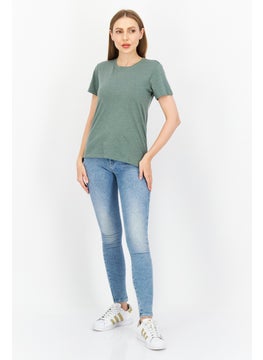Eddie Bauer Women Crew Neck Short Sleeves Plain T-Shirt, Green  - Image 4