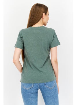 Eddie Bauer Women Crew Neck Short Sleeves Plain T-Shirt, Green  - Image 3
