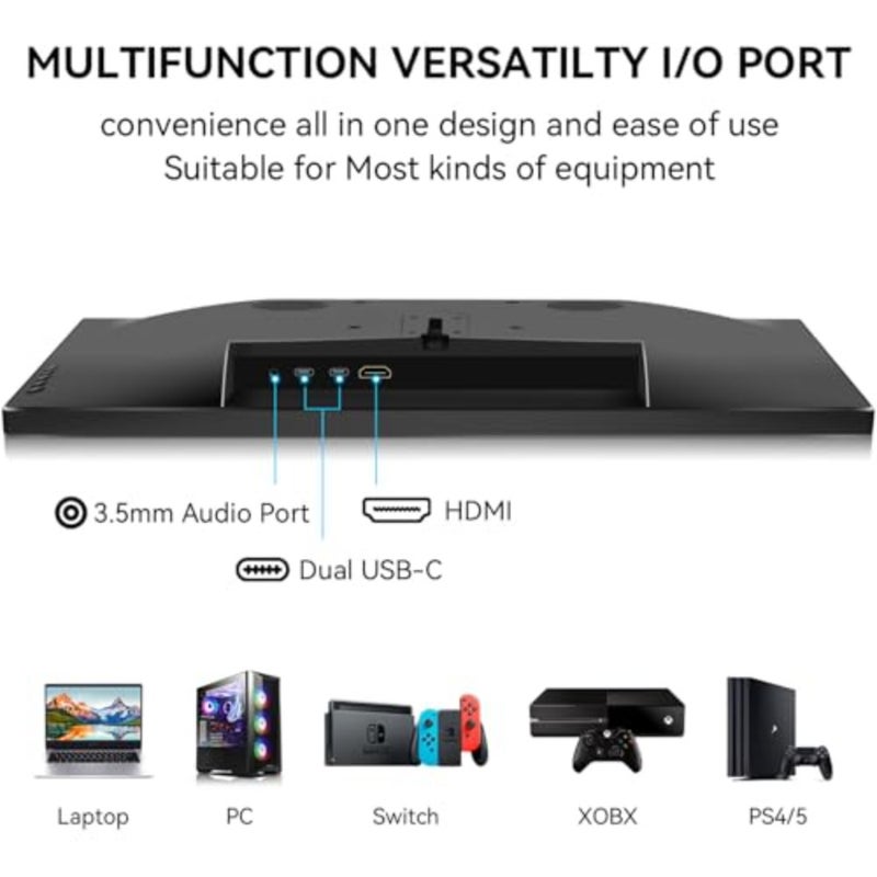 Gaming monitor for laptop PC PS3-5 Xbox, IPS FHD 1920x1080 touchscreen, 15.6 inch portable display with Type-C/HDMI, built-in speaker, VESA mount, black aluminum alloy - Image 3
