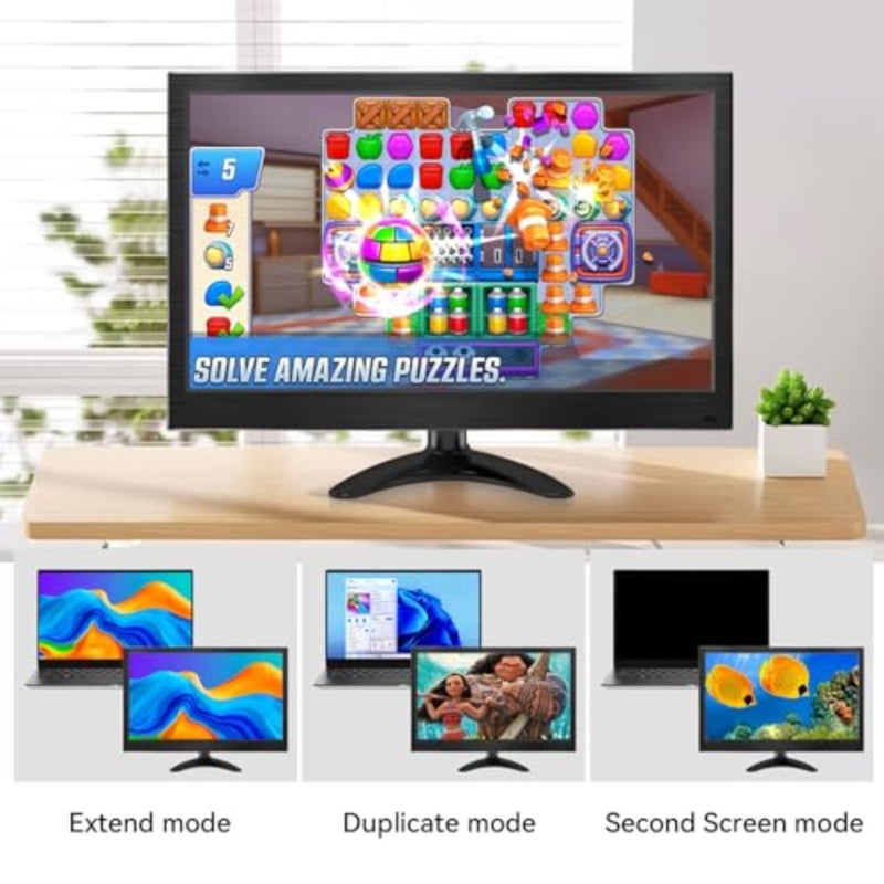 Gaming monitor for laptop PC PS3-5 Xbox, IPS FHD 1920x1080 touchscreen, 15.6 inch portable display with Type-C/HDMI, built-in speaker, VESA mount, black aluminum alloy - Image 5