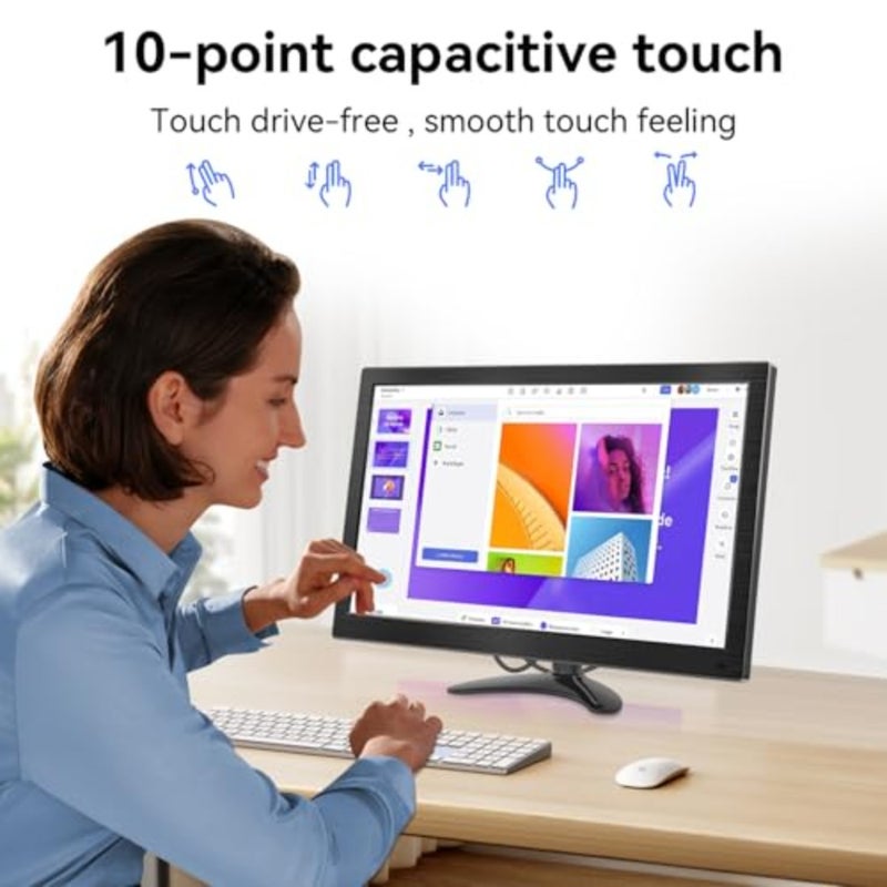 Gaming monitor for laptop PC PS3-5 Xbox, IPS FHD 1920x1080 touchscreen, 15.6 inch portable display with Type-C/HDMI, built-in speaker, VESA mount, black aluminum alloy - Image 4