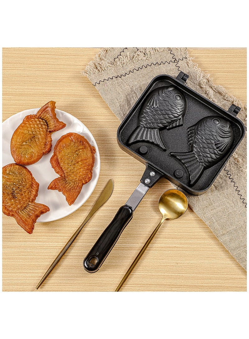 general Non-stick Taiyaki Molds Home Waffle Maker Biscuit Cake Baking Tray Double Fish Baking Double-sided Pan - Image 1
