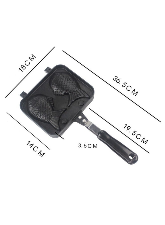 general Non-stick Taiyaki Molds Home Waffle Maker Biscuit Cake Baking Tray Double Fish Baking Double-sided Pan - Image 4