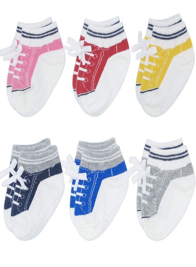 Zumou Baby Infant Anti Slip Non Skid Boys Sports Sneaker Shoe Socks 6 Pairs (0-6 Months, Colorful 6 Pairs) - Image 2