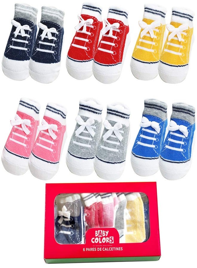 Zumou Baby Infant Anti Slip Non Skid Boys Sports Sneaker Shoe Socks 6 Pairs (0-6 Months, Colorful 6 Pairs) - Image 1