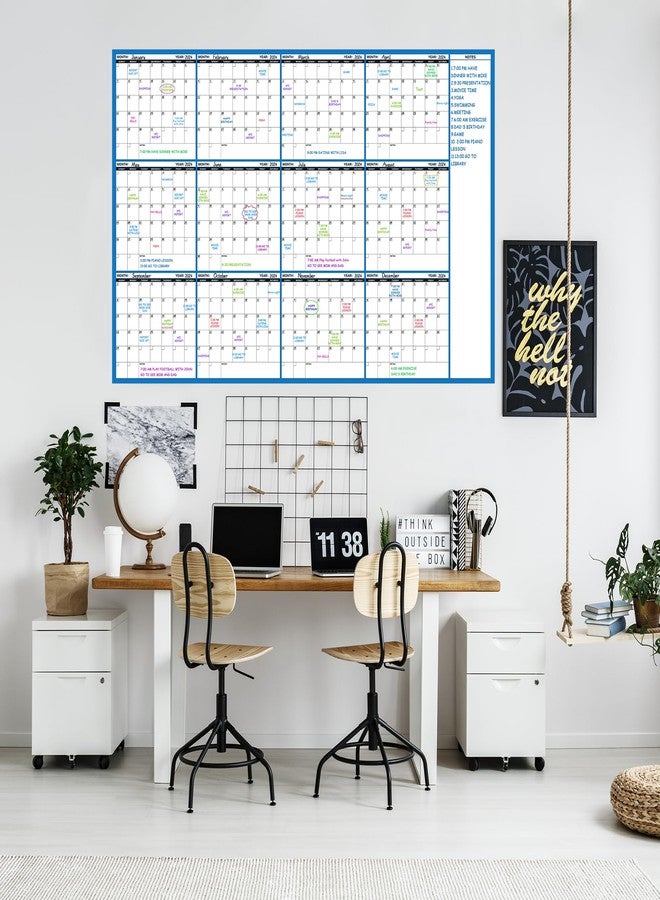 Lemome Large Dry Erase Calendar - Undated Wall Calendar Dry Erase, 58" x 37", 12-Month Dry Erase Calendar with 10 Round Stickers - Image 2
