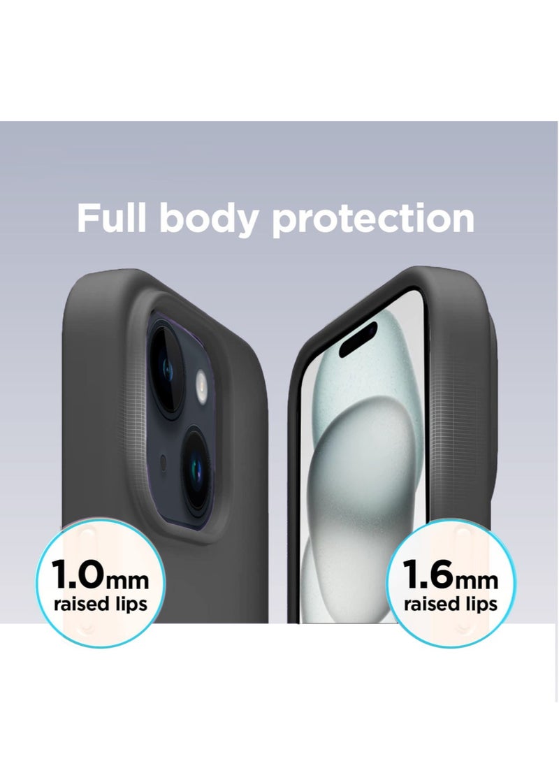 Techie - Techie Soft Smooth Silicone MagSafe Back Cover Case inner side Microfiber Lining for Apple iPhone 15 Plus – Black - Image 1