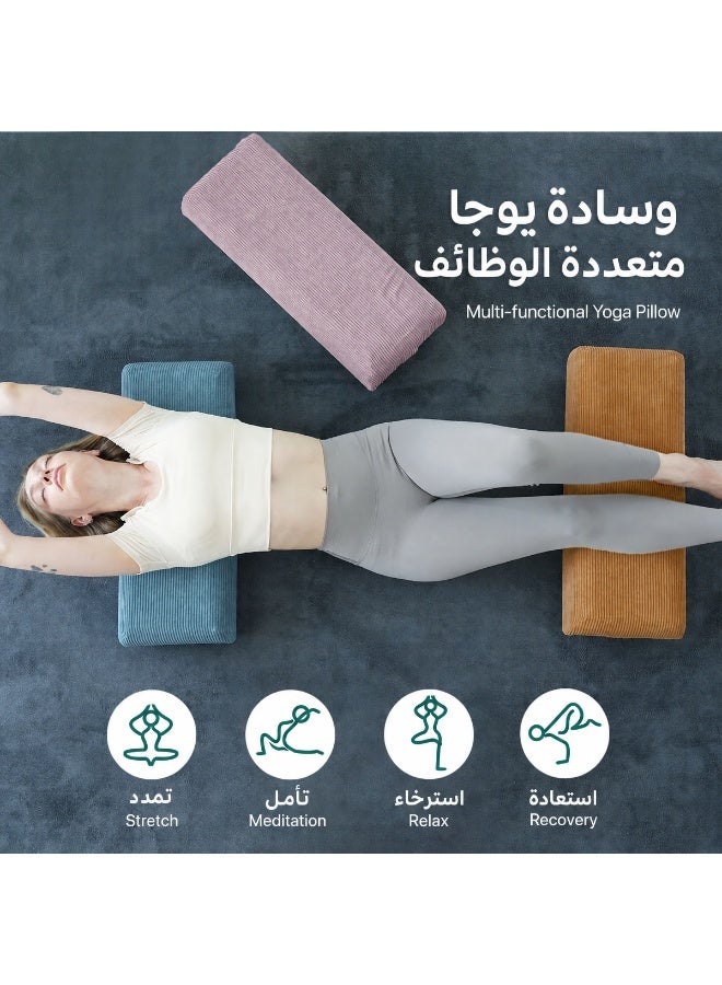 تكستيد وسادة يوغا مستطيلة واحدة للوضعيات التصالحية والتأمل والتمدد ودعم الظهر – وسادة مستطيلة بمقبض حمل، غطاء قابل للإزالة، خفيفة الوزن وصلبة، مثالية للاستخدام المنزلي أو في استوديوهات اليوغا، متوفرة بألوان متعددة - Image 2
