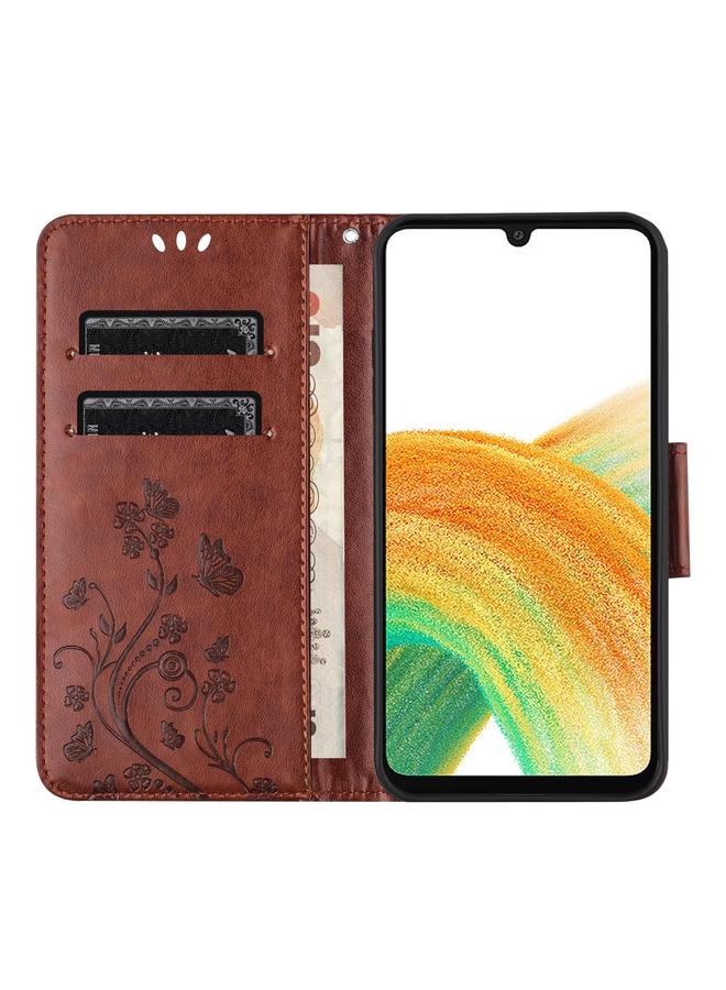 اس-توب جراب لهاتف Samsung Galaxy A56 5G بنمط زهرة الفراشة من الجلد القابل للطي - Image 4