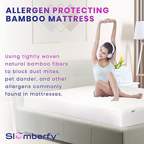 Slumberfy Waterproof Mattress Protector by Slumberfy | Hypoallergenic Bamboo Mattress Protector | Natural + Breathable Jacquard Fabric | King Mattress Cover – 76x80” - Image 2