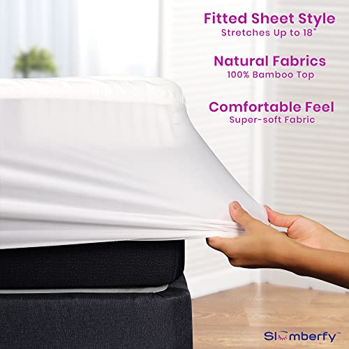Slumberfy Waterproof Mattress Protector by Slumberfy | Hypoallergenic Bamboo Mattress Protector | Natural + Breathable Jacquard Fabric | King Mattress Cover – 76x80” - Image 5