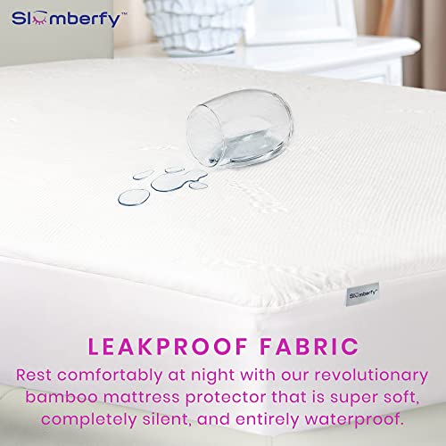 Slumberfy Waterproof Mattress Protector by Slumberfy | Hypoallergenic Bamboo Mattress Protector | Natural + Breathable Jacquard Fabric | King Mattress Cover – 76x80” - Image 3