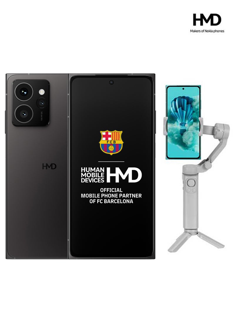 HMD Skyline 5G Dual SIM Twisted Black 12+12GB RAM 256GB + 3 axis Foldable Gimbal + 1 year Screen Damage Protection - Middle East Version - Image 1