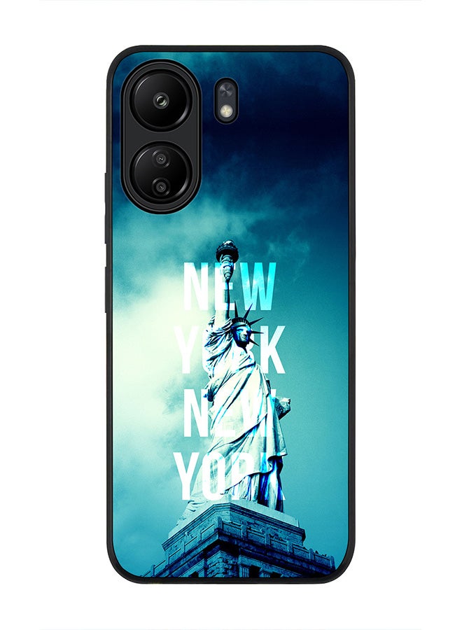 Stylizedd حافظة حواف سوداء متينة لهاتف Xiaomi Redmi 13C 4G، حافظة مرنة رقيقة من المطاط ضد السقوط - نيويورك نيويورك - Image 1
