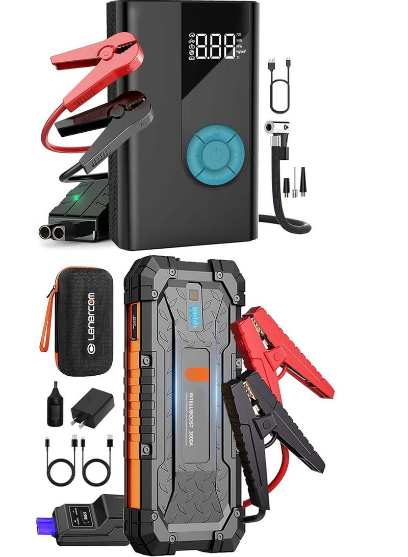 Generic 1500A Jump Starter With 150PSI Digital Tire Inflator And 3000A 24000mAh Portable Car Jump Starter Battery Pack For up to 10.0L Gas And 8.0L Diesel Engine  - Image 1