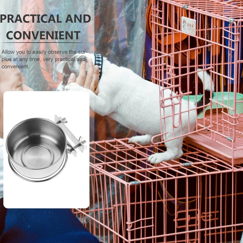 Elevated Stainless Steel Dog Bowl Set With Dual Hanging Mounts For Kennel Feeding 10cm Raised - Image 4