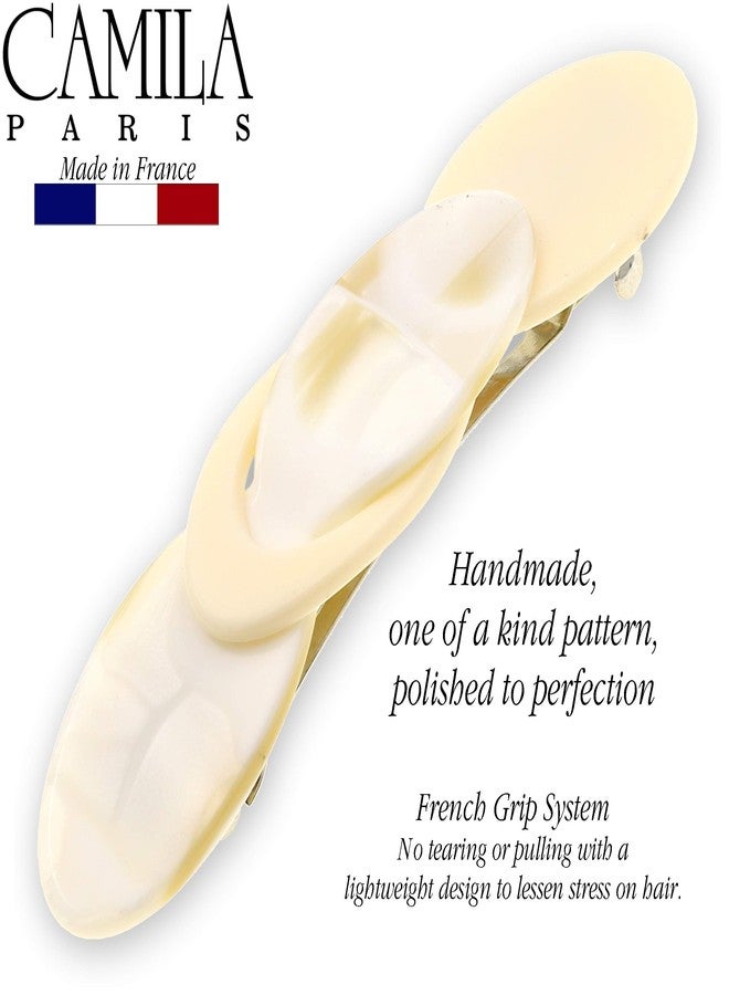 Camila Paris CP2337 French Hair Barrette Clip for Girls Handmade Cream Pearl, Metal Automatic Clasp Strong Hold Grip Hair Clips for Women, No Slip Durable Styling Girls Hair Accessories Made in France - Image 4