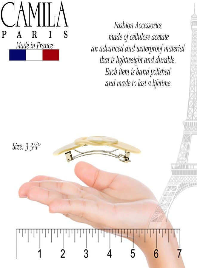 Camila Paris CP2337 French Hair Barrette Clip for Girls Handmade Cream Pearl, Metal Automatic Clasp Strong Hold Grip Hair Clips for Women, No Slip Durable Styling Girls Hair Accessories Made in France - Image 3