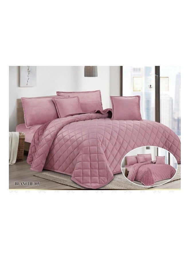 4-piece royal comforter set, winter, two-sided, velvet side and fur side, king size, 160x220 cm - Image 1