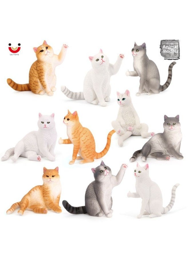 Children's Cognitive Simulation Solid Cat Animal Model Pet Cat Short Hair Cat Persian Cat Orange Cat Toy Ornaments-Color:PL127-3161 Praise Cat  - Image 2