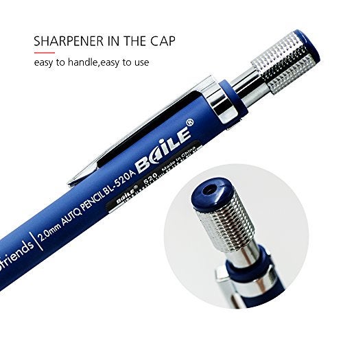 Baile 2.0mm 2B Mechanical Pencil with Lead Refill (BLUE)(sharpener in the cap) - Image 2