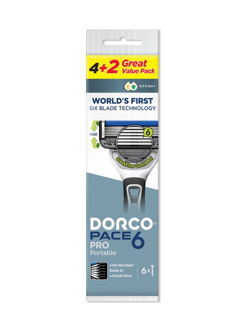DORCO Dorco Pace6 Pro Men Portable Razor 4+2 SXE100  - Image 1