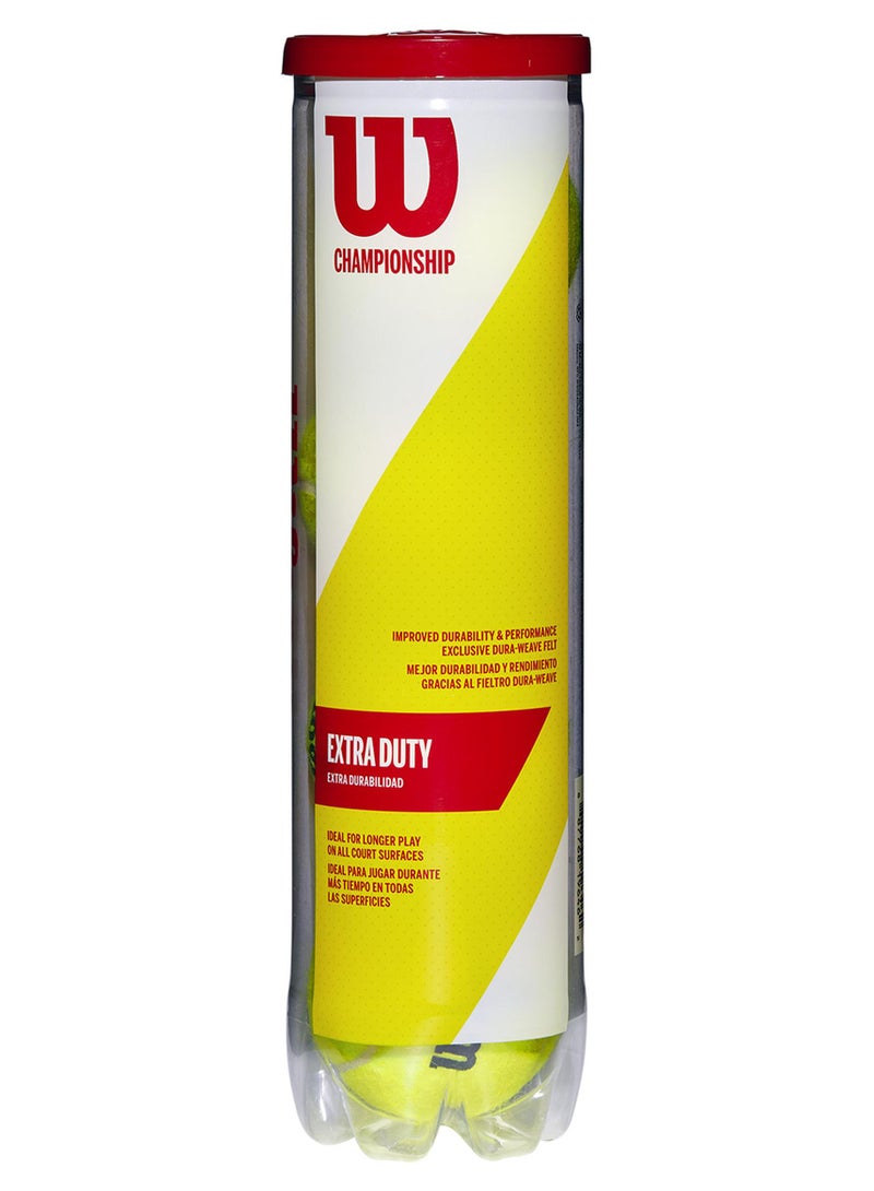Wilson Championship Extra Duty All Courts Yellow Tennis Balls - 4 Ball Can - Image 1
