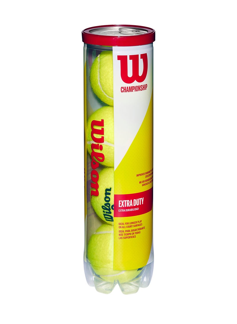 Wilson Championship Extra Duty All Courts Yellow Tennis Balls - 4 Ball Can - Image 2
