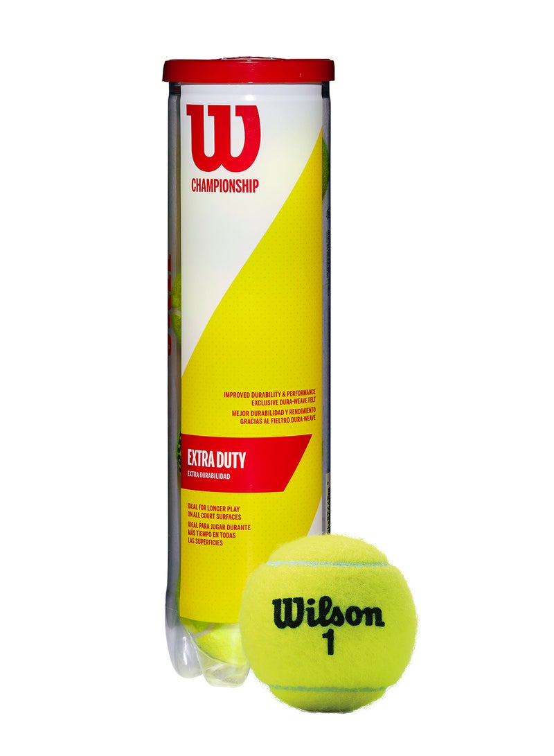 Wilson Championship Extra Duty All Courts Yellow Tennis Balls - 4 Ball Can - Image 4