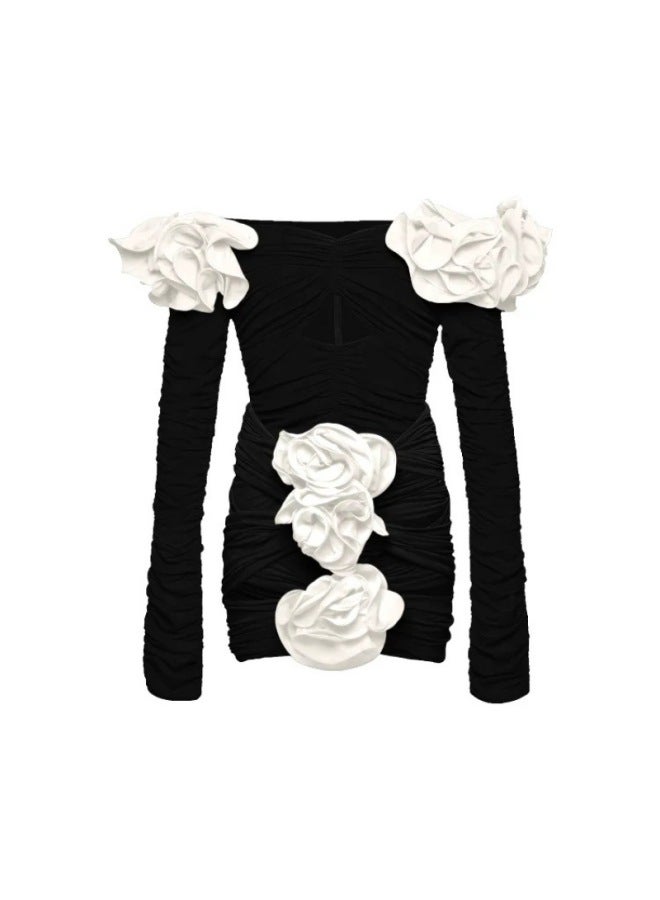 Swimsuit Women's Three-dimensional Flower Decoration Hollow Ladies Atmosphere Sense Piece Swimsuit Suit