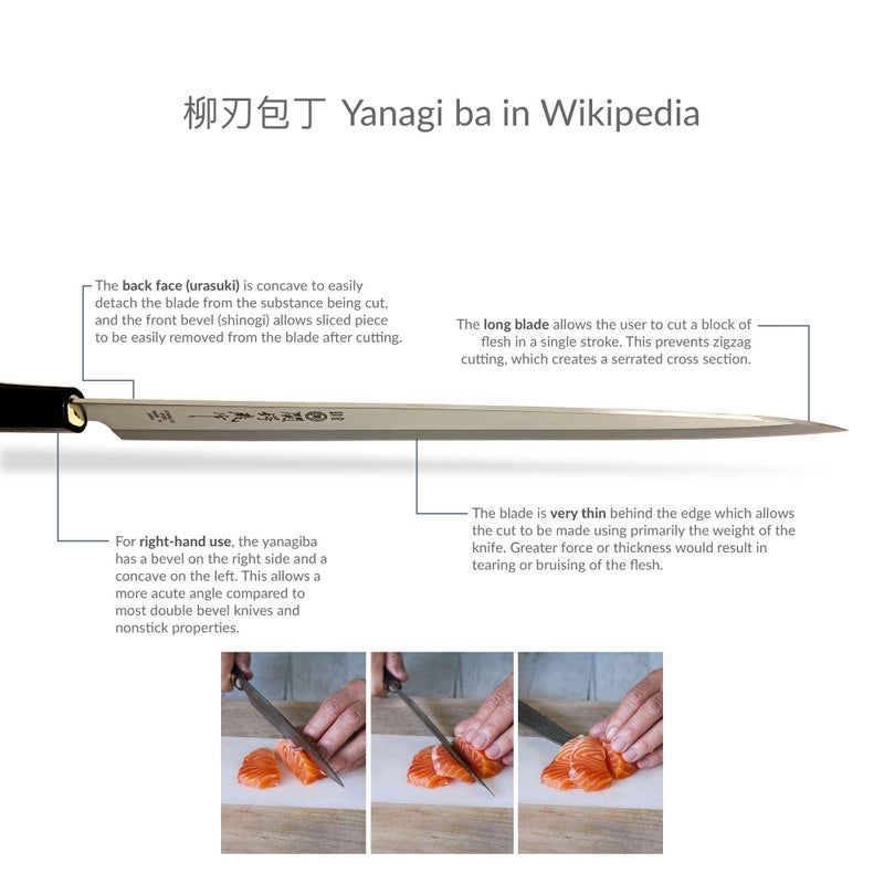 JapanBargain 1559, Japanese Yanagiba Knife Sashimi Knife Sushi Knife Japanese Chef Knife Made in Japan High Carbon Stainless Steel Extra Long Blade 10-1/2 inch, 270mm - Image 5