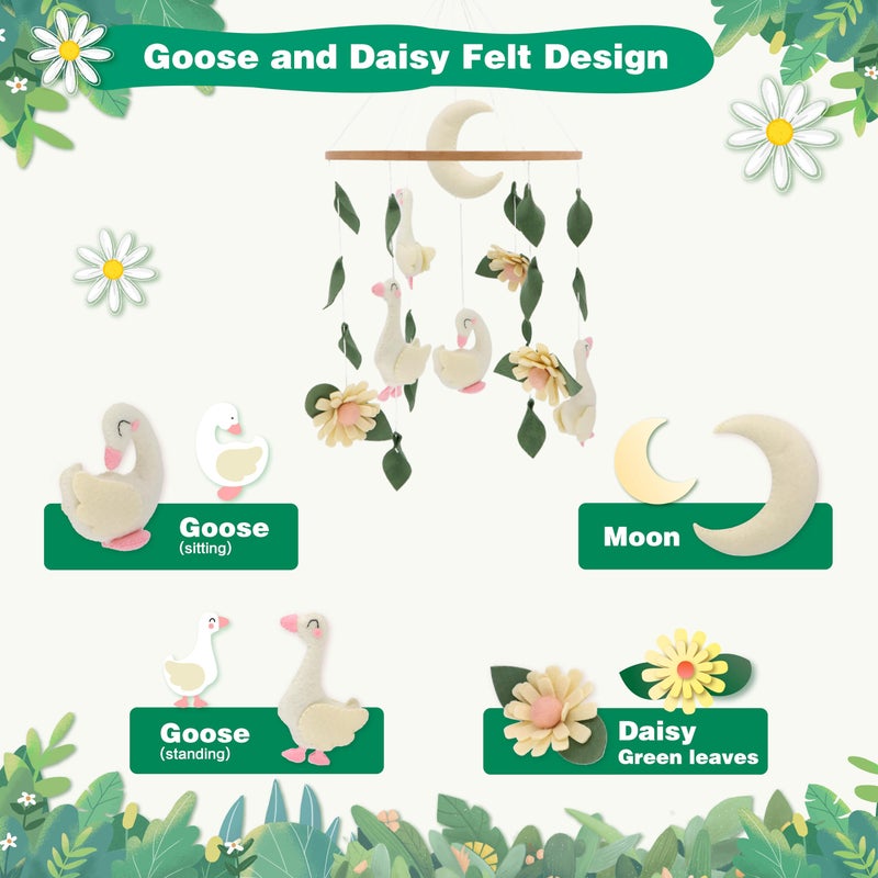 Gueiddi Goose Mobile for Crib Handmade Felt Nursery Decor Crib Mobile Goose for Bassinet Baby Shower Newborn Baby Gift (Goose) - Image 4