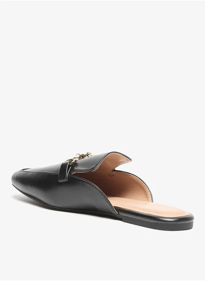 سيليست Women's Pointed Toe Slip-On Mules with Metallic Accent