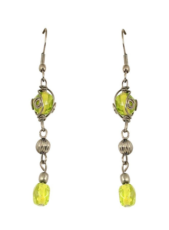 Touchstone Women's Beautifully Handcrafted Glass Bead Long Earrings with Drops - Image 2